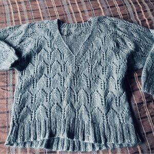 Elegant Light Teal Mohair Women's Sweater